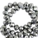 Faceted glass beads 8x6mm disc Silver-pearl shine coating